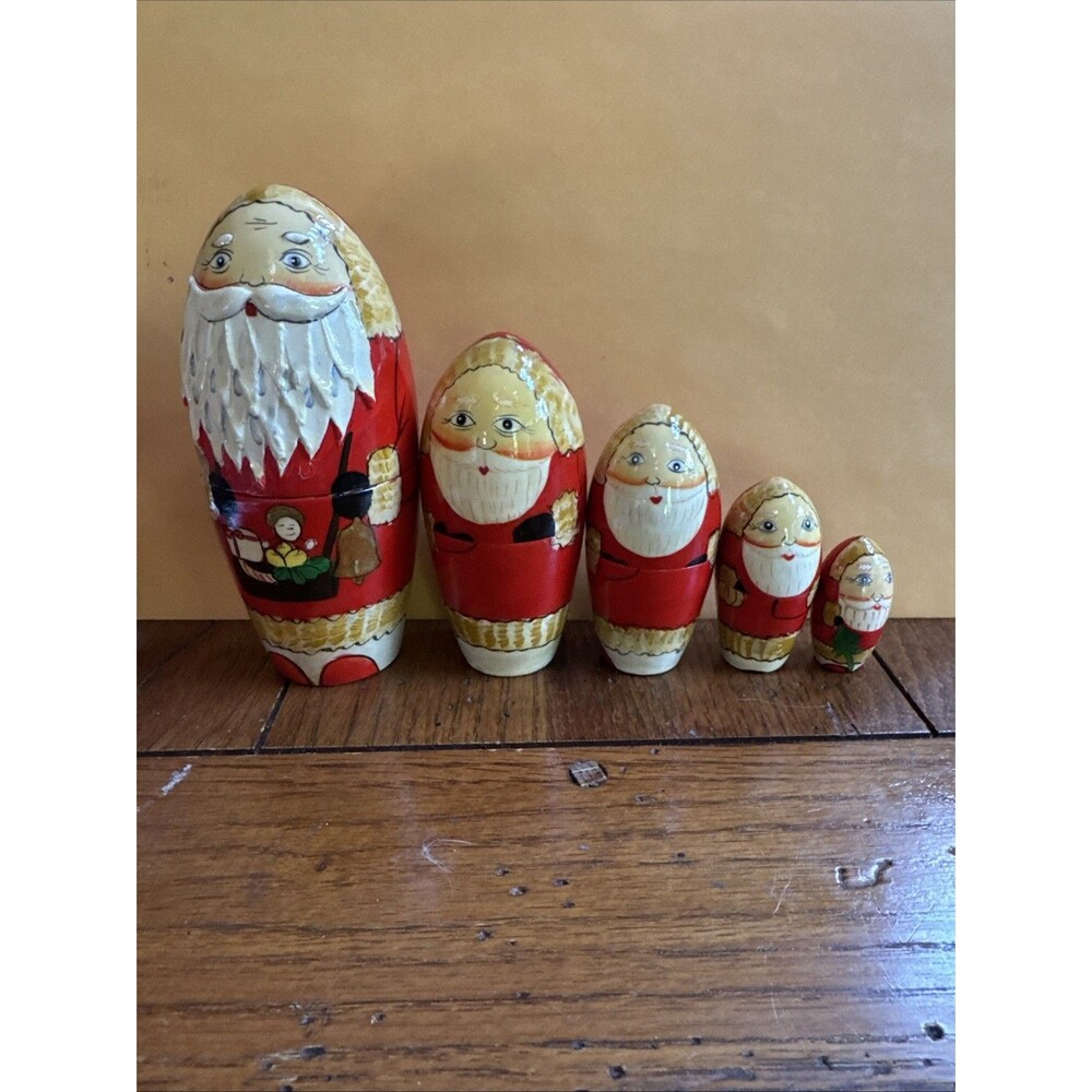 Nesting Santa’s Vintage Kurt S. Adler Used 5 Hand Painted